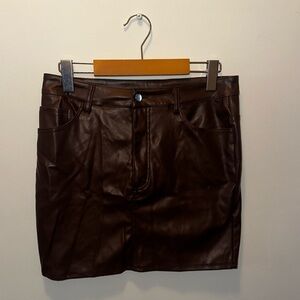 Wet Seal Faux Leather Dark Brown Mini Skirt